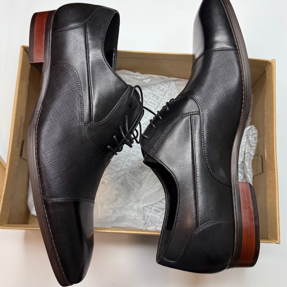 Steve Madden Men's Proctr Cap-Toe Oxford- Size 15- Black Leather - Picture 10 of 13